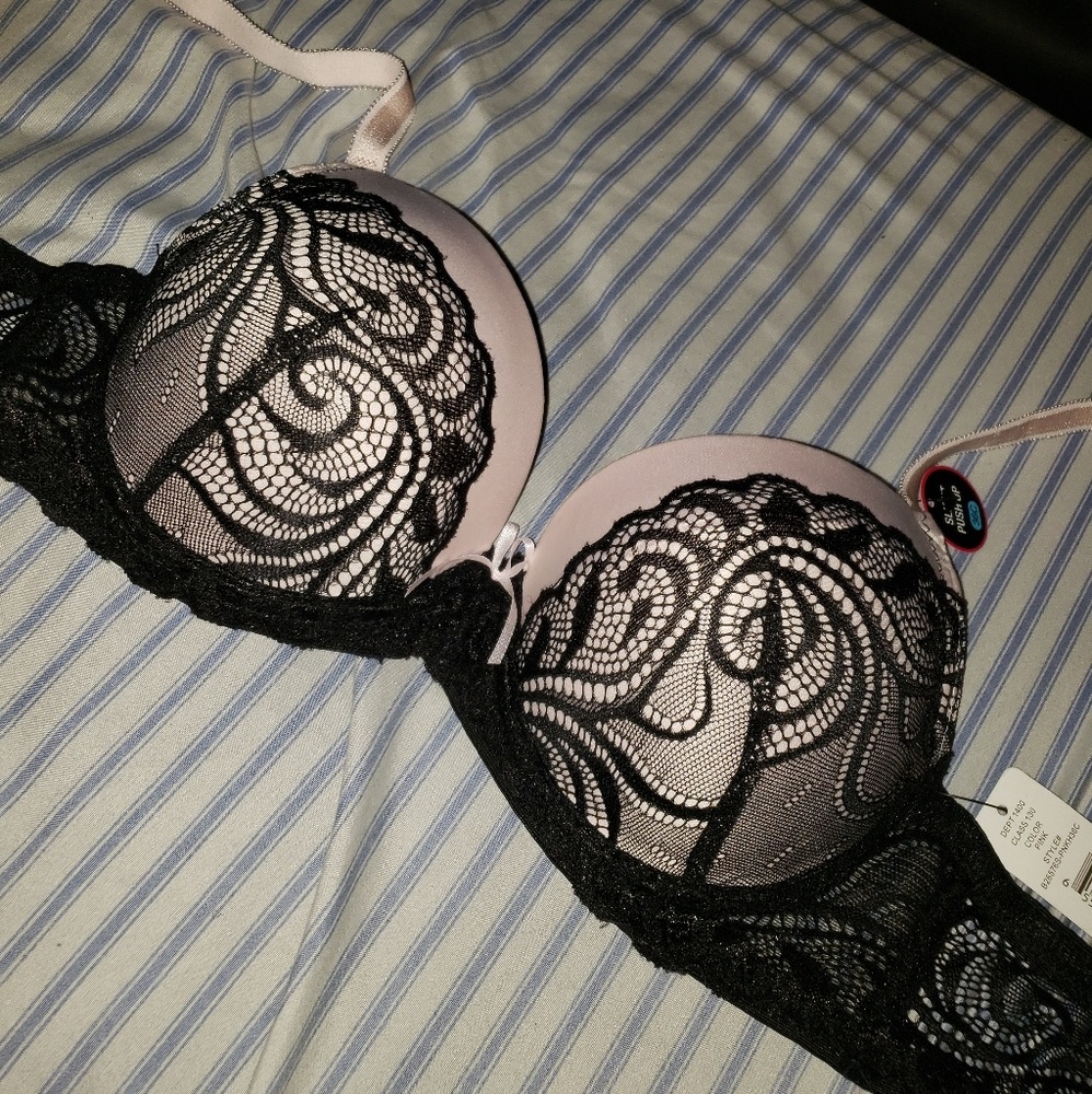 Pink lace bra